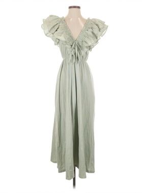 NWOT Zara Sea Green Ruffled Midi Dress Size Small